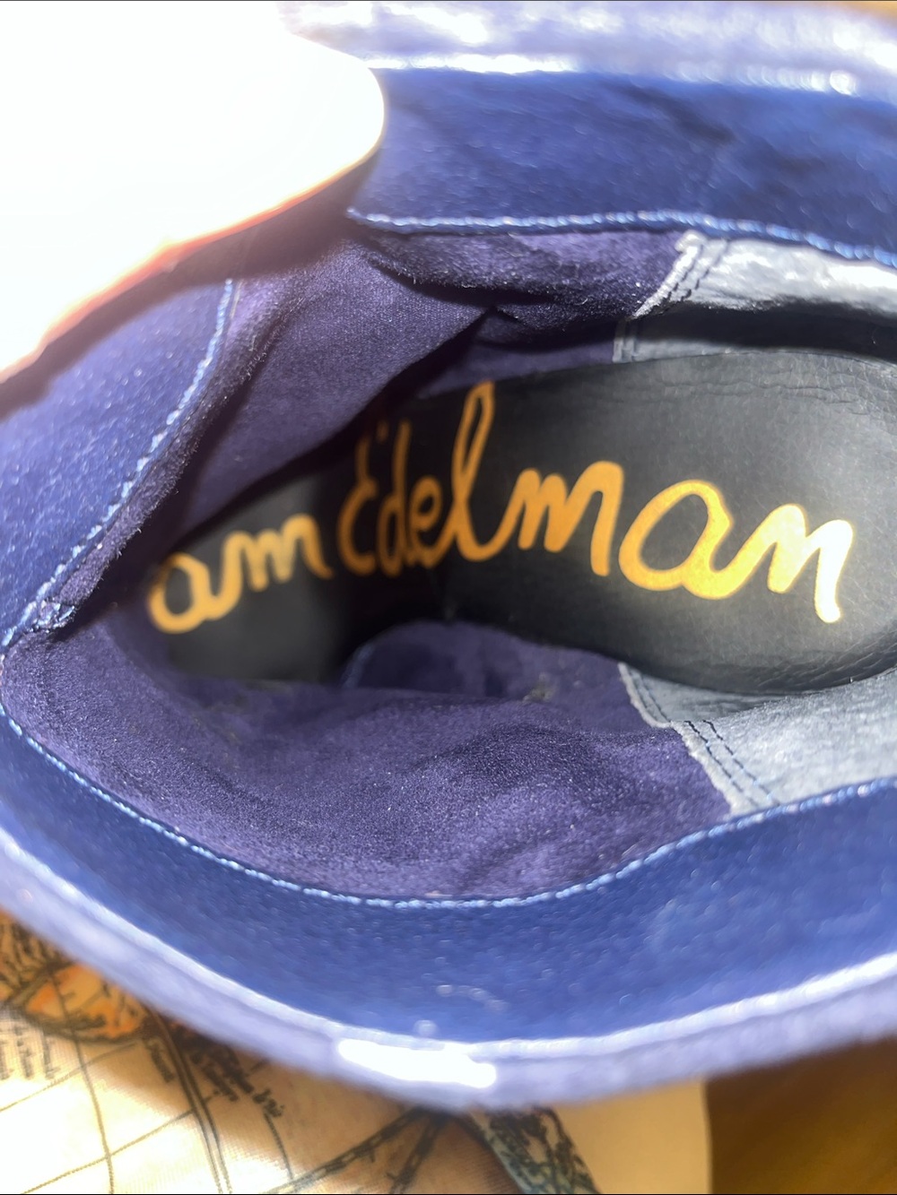 Sam Edelman Navy Suede Pointed Toe Ankle Booties - Picture 3 of 6